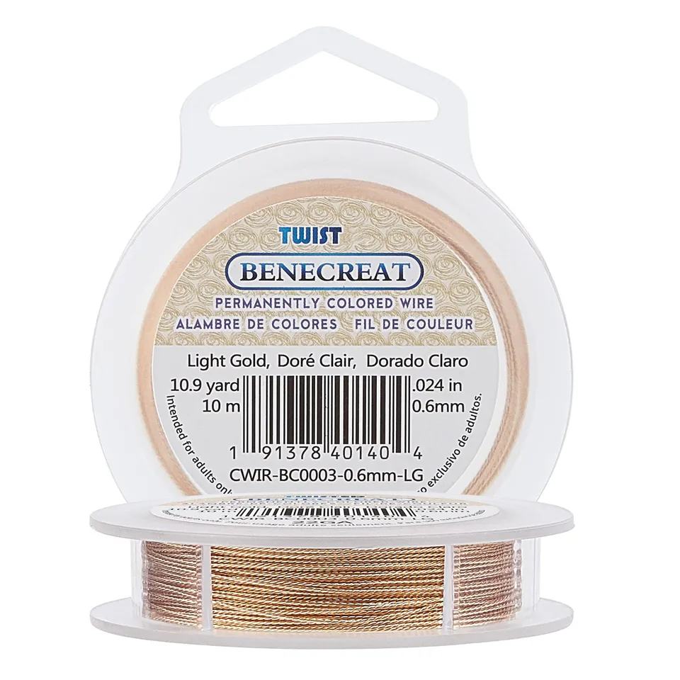 BENECREAT Fil Cuivre Torsadé Doré 0,6mm 10m