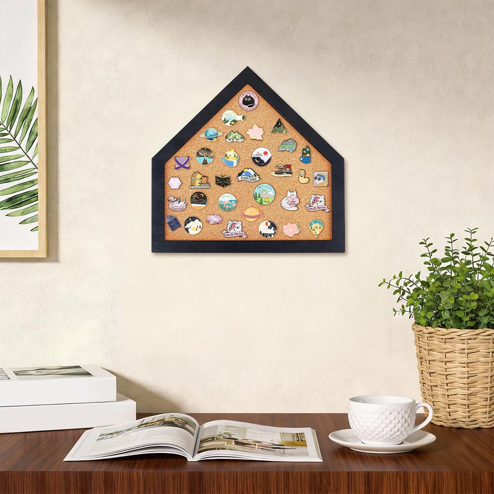 BENECREAT tableau liège maison 30x30 cm broches