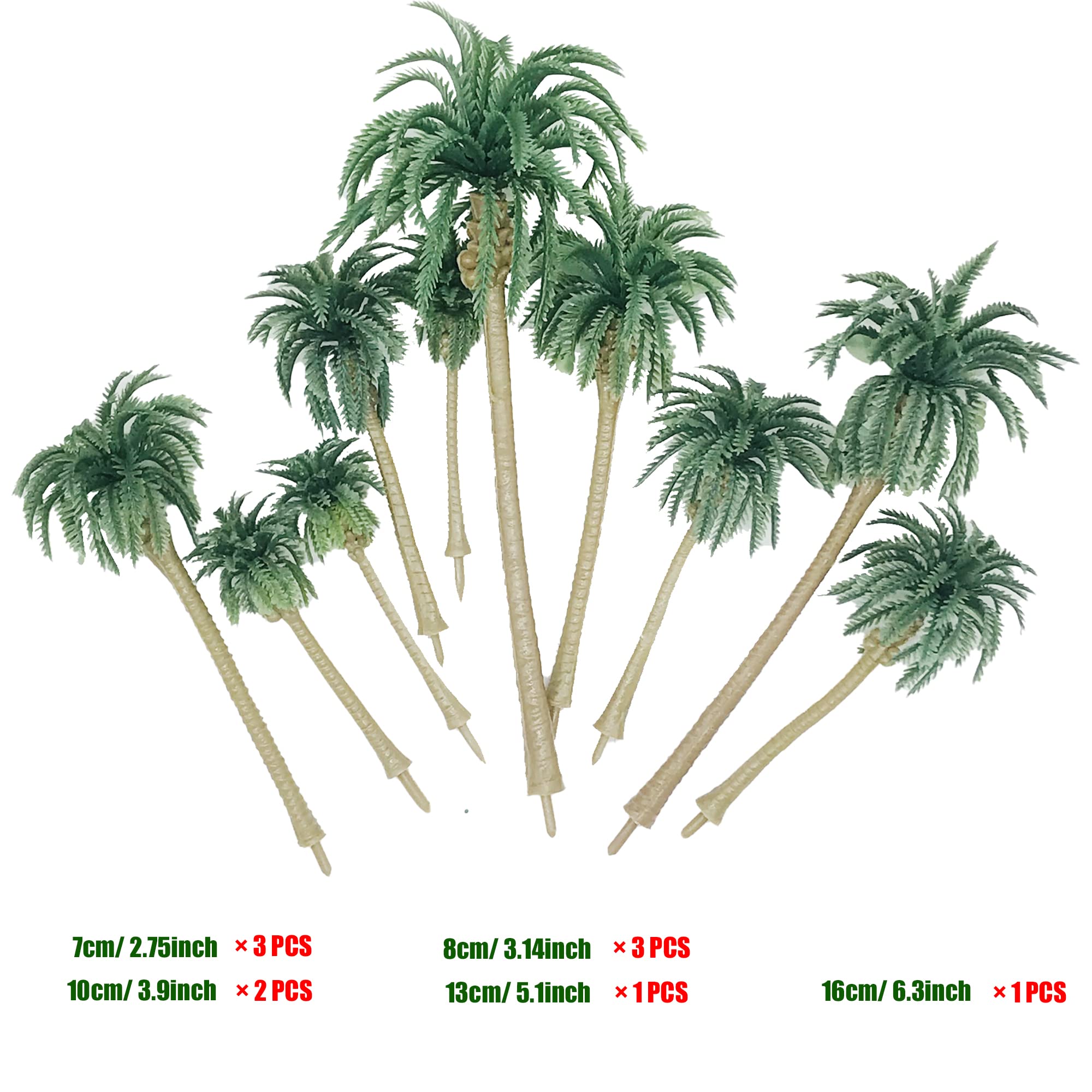 Cayway 34 Palmiers Miniature Plastique Vert 4,2-17 cm