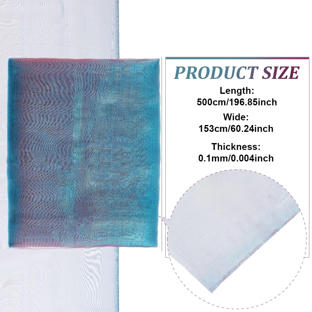 BENECREAT Tissu Organza Bicolore Bleu Acier 5m Tulle Irisé