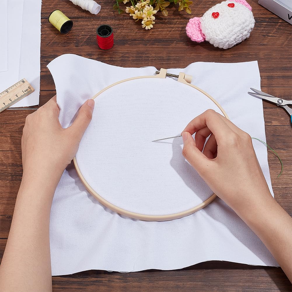 BENECREAT Tissu broderie coton blanc 30 cm 10 pièces