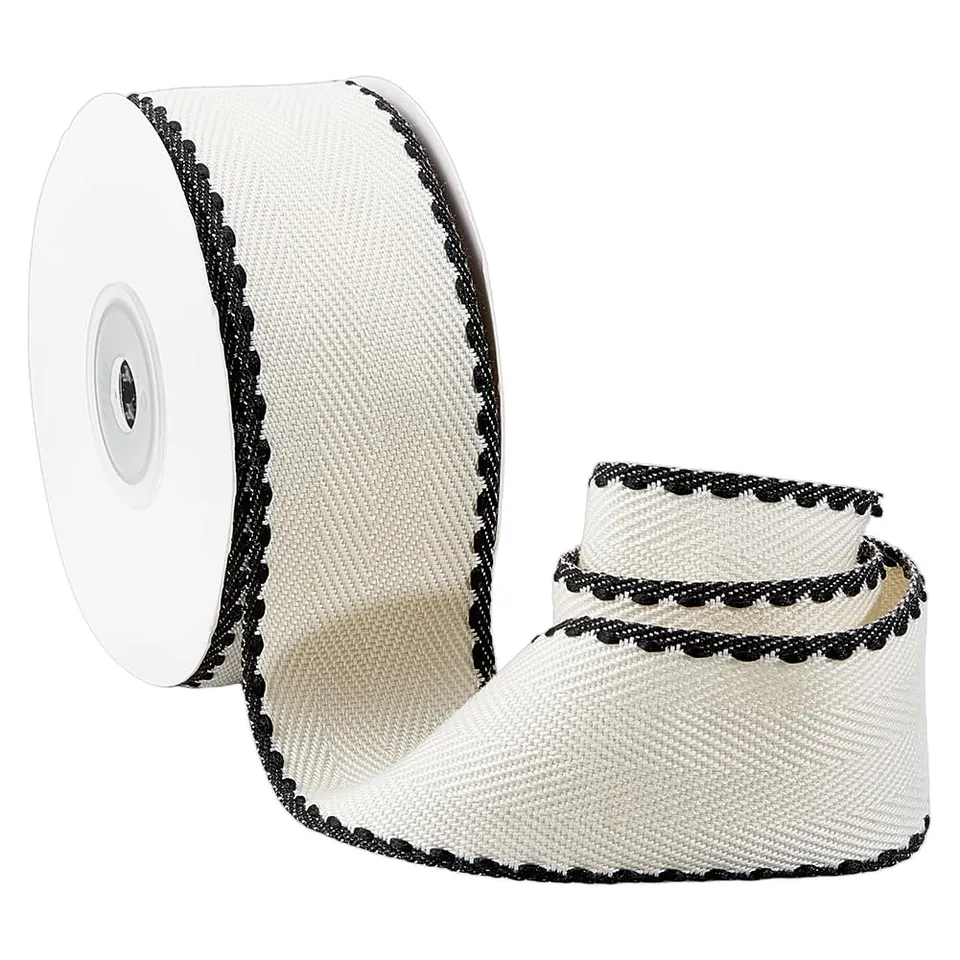 BENECREAT ruban rayures beige polyester 9,14 m x 38 mm