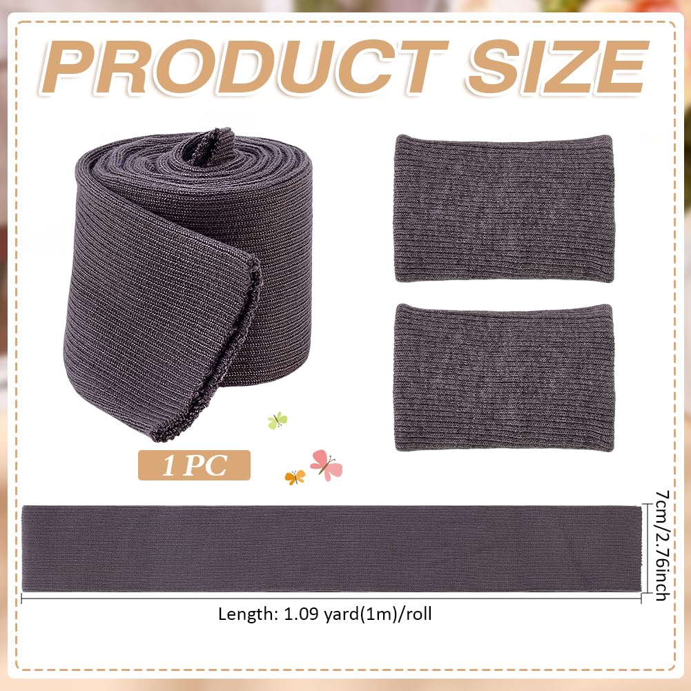 BENECREAT Manchette Côte 100x7cm Tissu Gris Coton Élastique