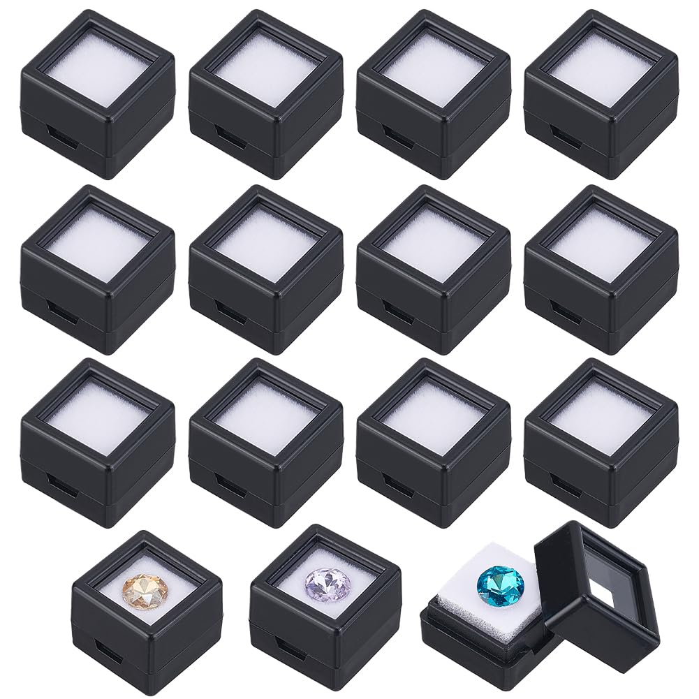 BENECREAT boîtes gemmes blanches acrylique 2cm 36 pcs