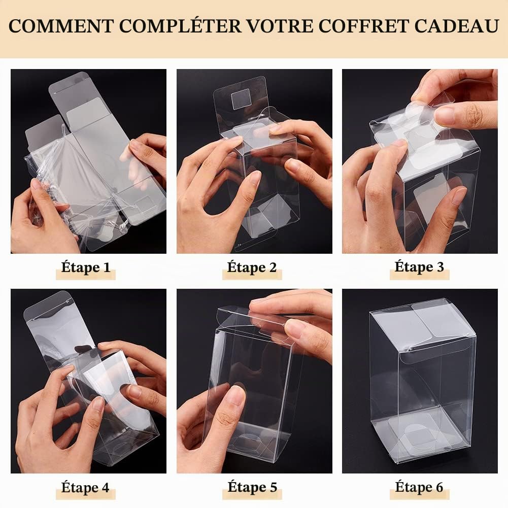 BENECREAT boîtes cube PVC transparent 6x6x10 cm 30 pcs