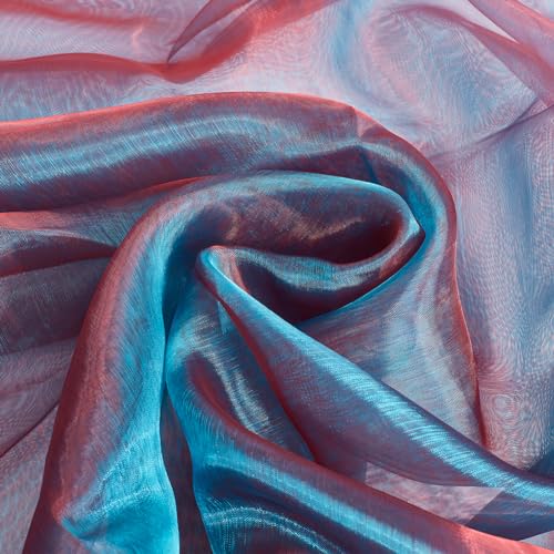 BENECREAT Tissu Organza Bicolore Bleu 3m x 150cm Léger