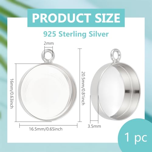 BENECREAT 925 pendentif rond 16mm argent platine boucle