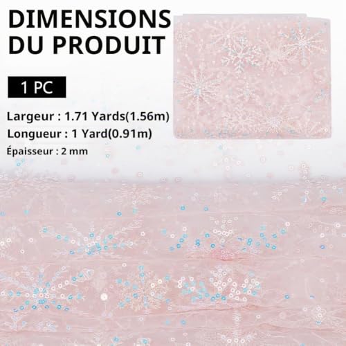 BENECREAT Tissu Tulle Flocon Neige Organza Blanc 91x156cm