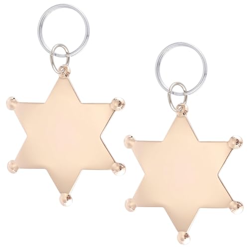 BENECREAT Badge shérif doré étoile 97mm lot de 2