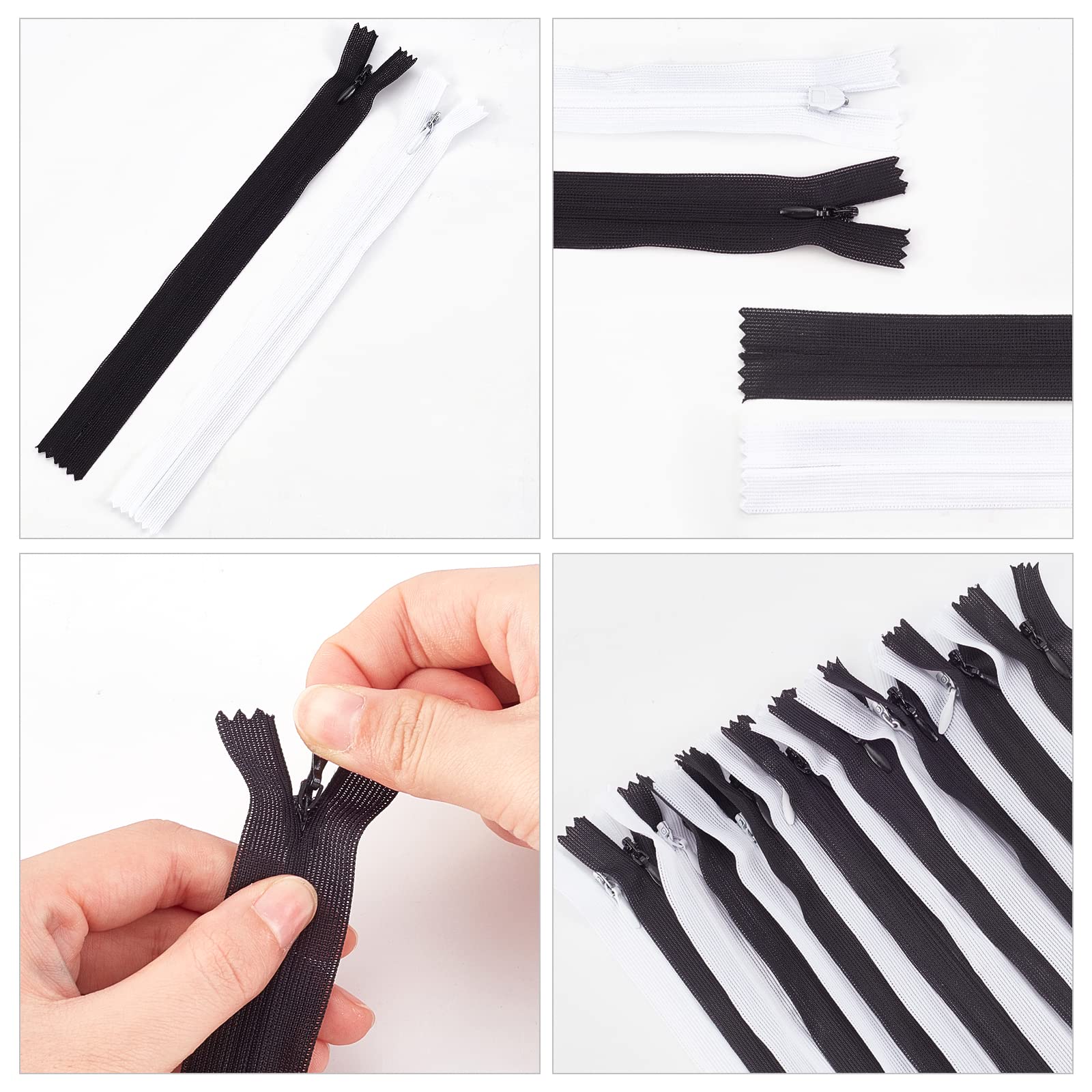 BENECREAT Fermeture Éclair Nylon Noir Blanc 8 Tailles x48
