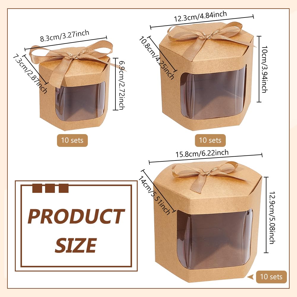 BENECREAT 30 boîtes pâtissières kraft tan hexagonales