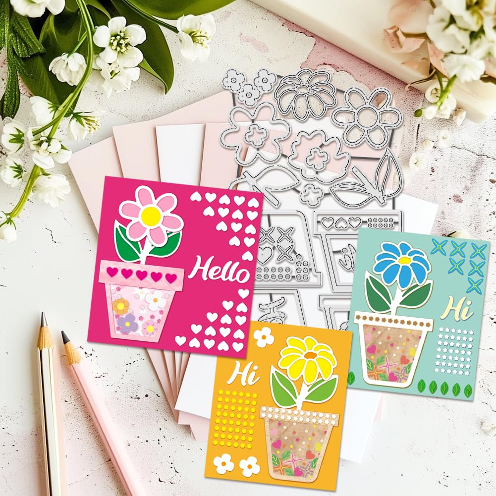BENECREAT Dies Découpe Plantes en Pot Feuilles Fleurs Scrapbooking