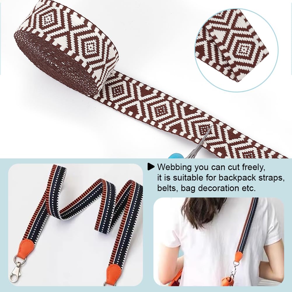 BENECREAT Sangle jacquard brun coco 38 mm 4,5 m