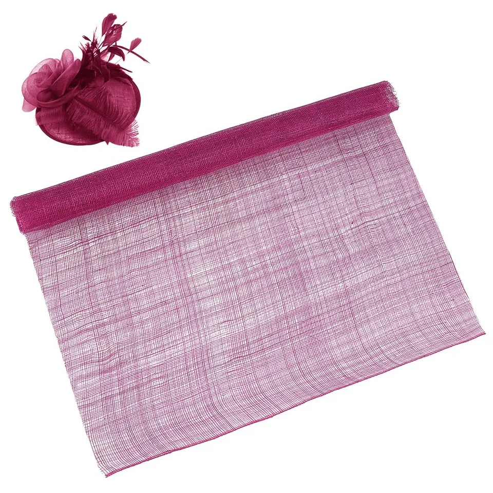 BENECREAT tissu sinamay maille rose 91x50cm chapeau