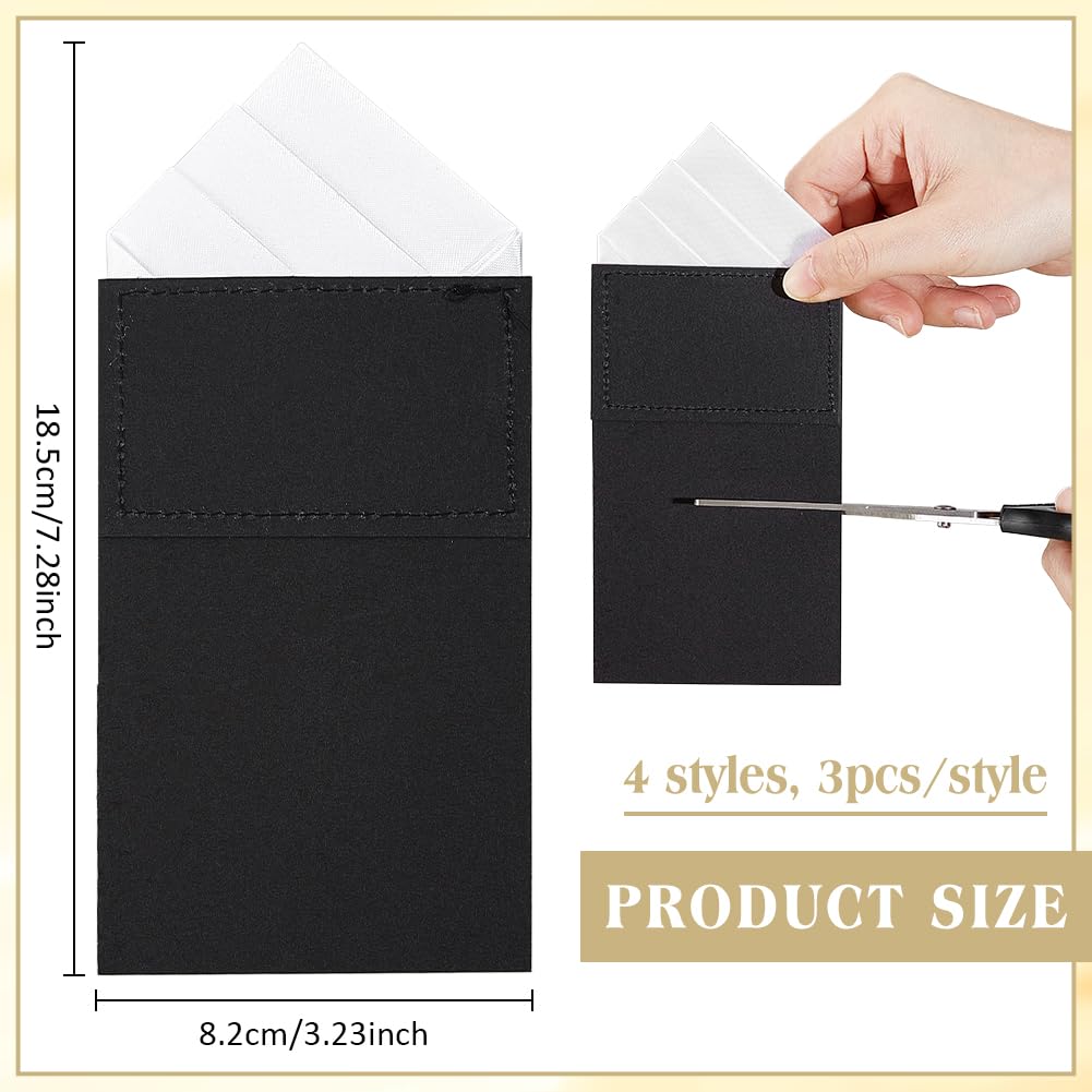 BENECREAT pochettes costume coton 18,5 cm lot de 12
