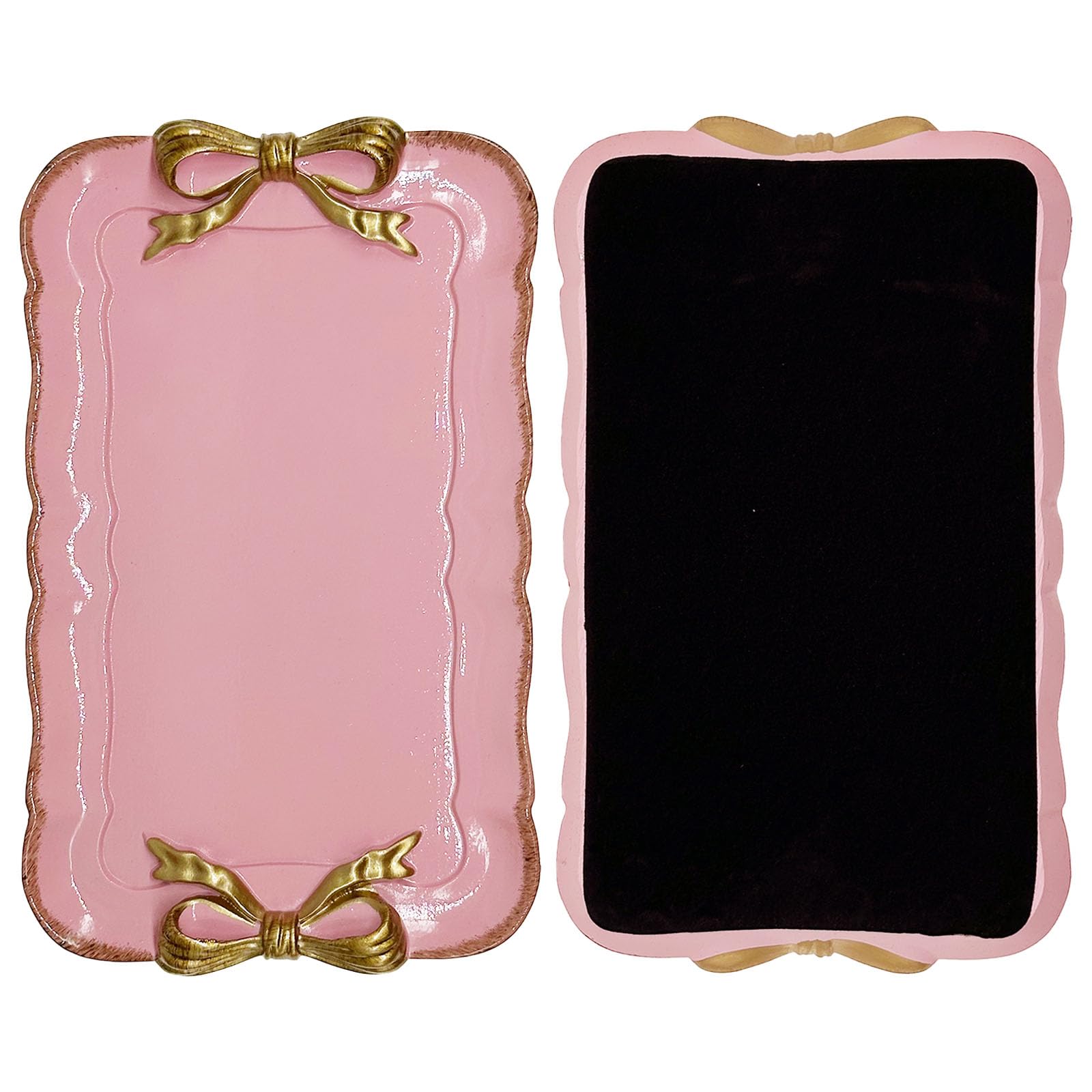 Cayway Plateau Résine Vintage Rectangle Rose Nœud