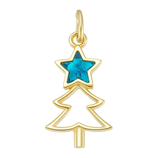 BENECREAT Sapin Noël pendentif doré 925 étoile turquoise