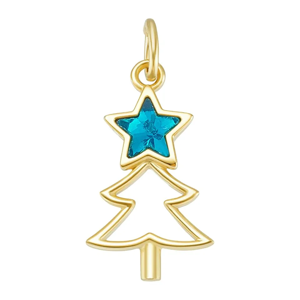 BENECREAT Sapin Noël pendentif doré 925 étoile turquoise