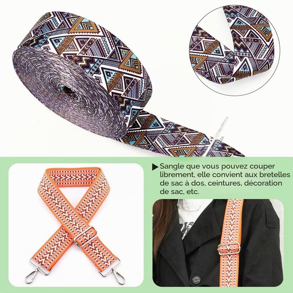 BENECREAT sangle jacquard polyester 38mm 9m triangle