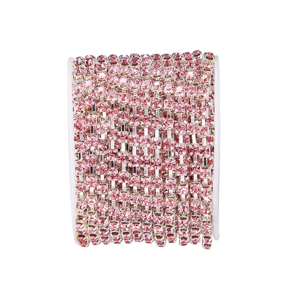 BENECREAT chaîne strass 3mm rose clair 9,14m