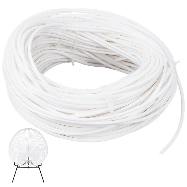 BENECREAT Osier Plastique Blanc Rond 3,5mm Rouleau 50m