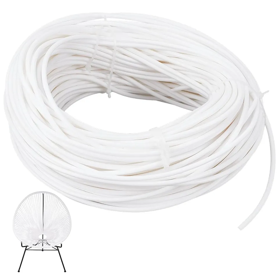 BENECREAT Osier Plastique Blanc Rond 3,5mm Rouleau 50m