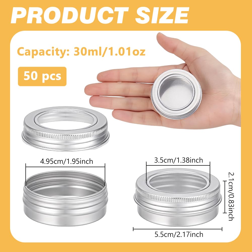 BENECREAT 50 boîtes alu platine 30ml couvercle fenêtre