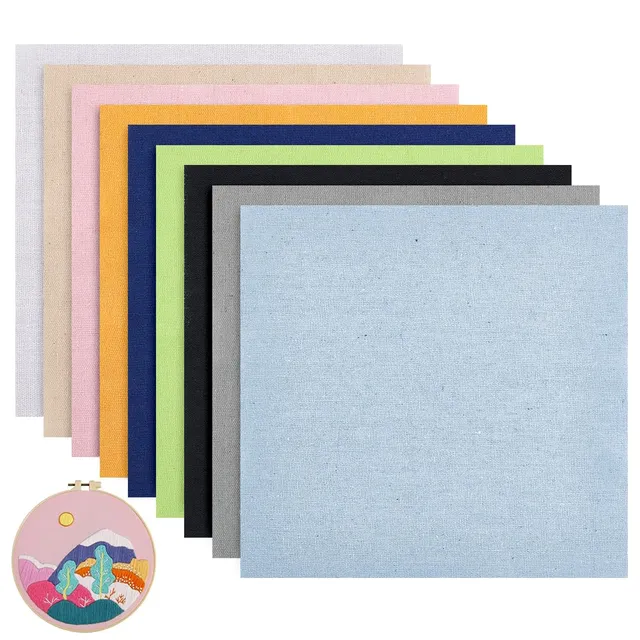 BENECREAT Carrés lin à broder 25x25 cm 9 couleurs 18 pcs