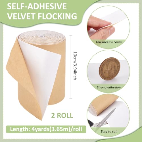BENECREAT Velours Auto-Adhésif Blanc 10cm x 7,3m 2 Rouleaux