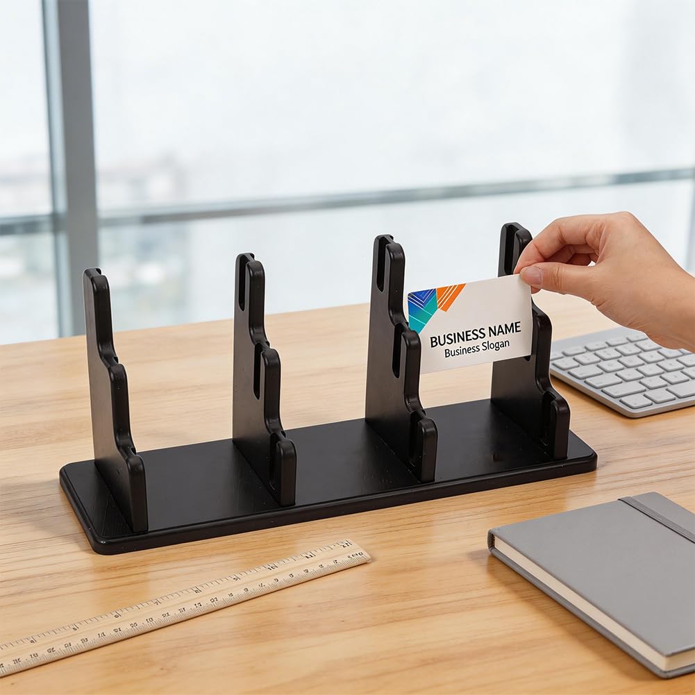 BENECREAT Porte-cartes visite bois pin noir 34cm