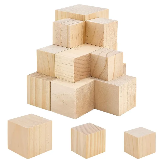 BENECREAT Cubes Bois Pin Brut 16pcs 70/50/40mm à peindre