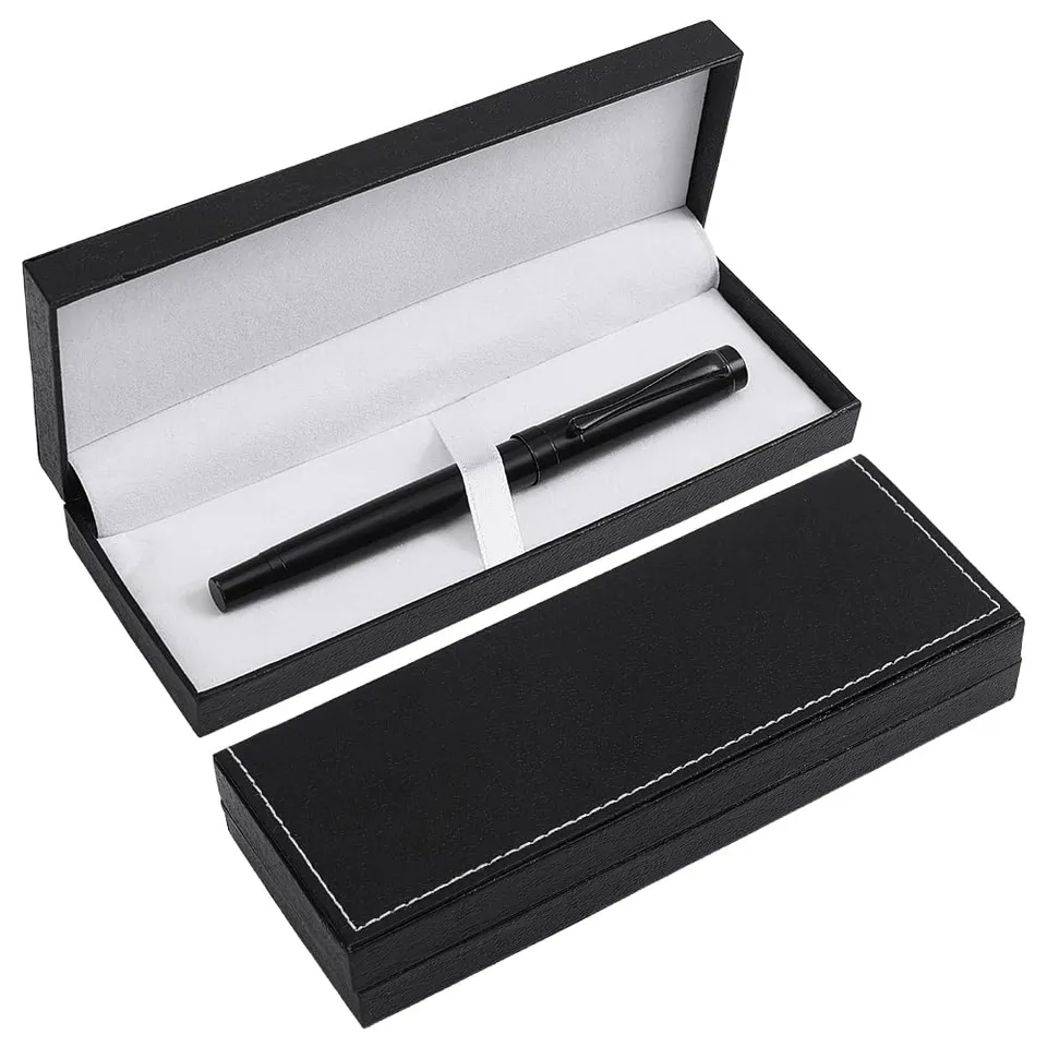 BENECREAT boîte stylo cuir noir velours lot 2