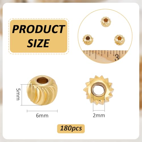 BENECREAT perles intercalaires dorées 6x5 mm x180