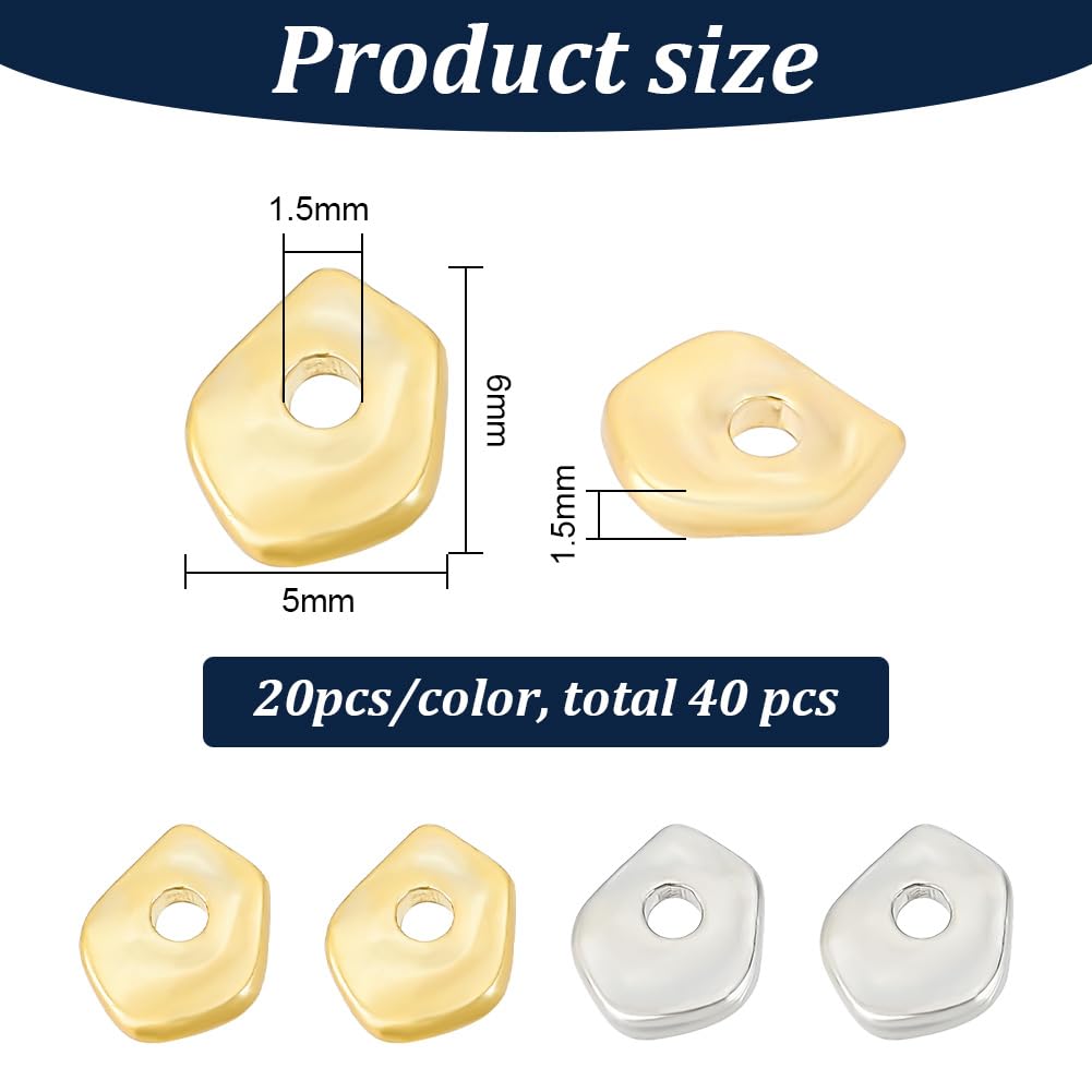 BENECREAT Perles intercalaires ovales laiton doré 40 pcs