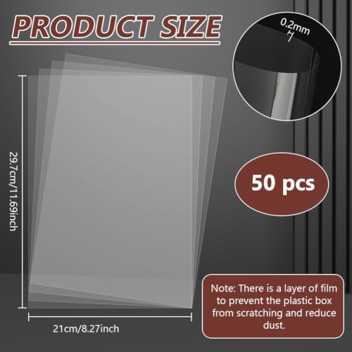 BENECREAT Feuilles Plastique PVC Transparent A4 50 pcs 0,2 mm