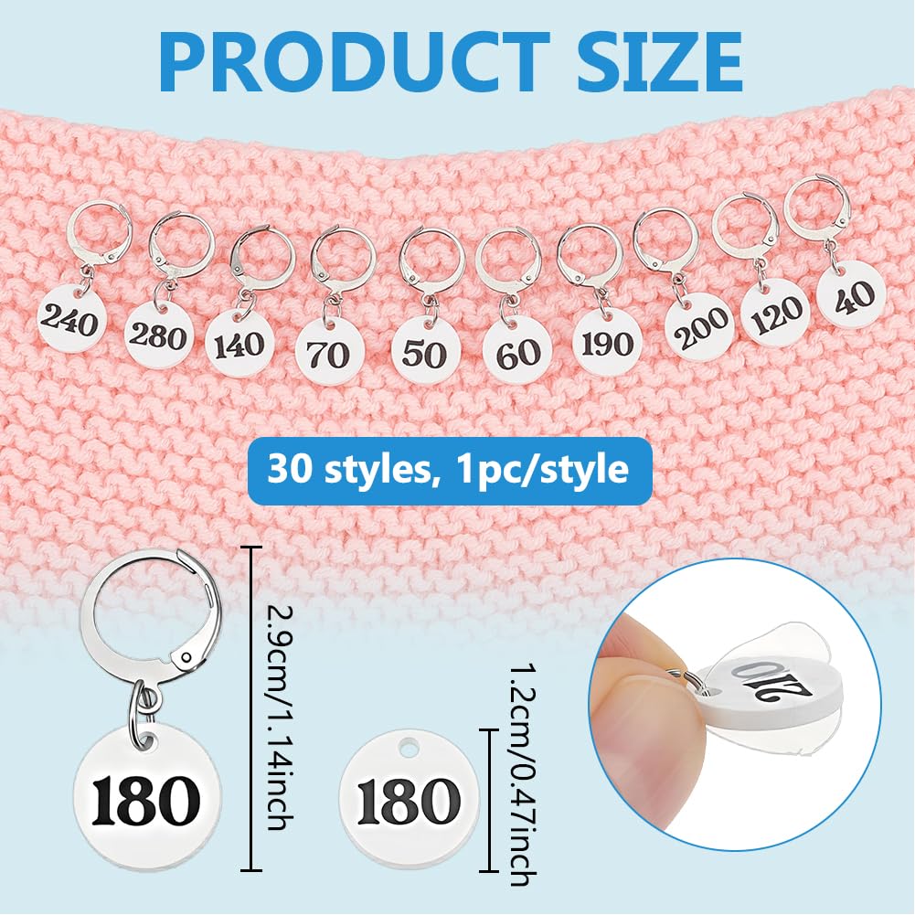BENECREAT marqueurs points crochet numérotés blanc x30