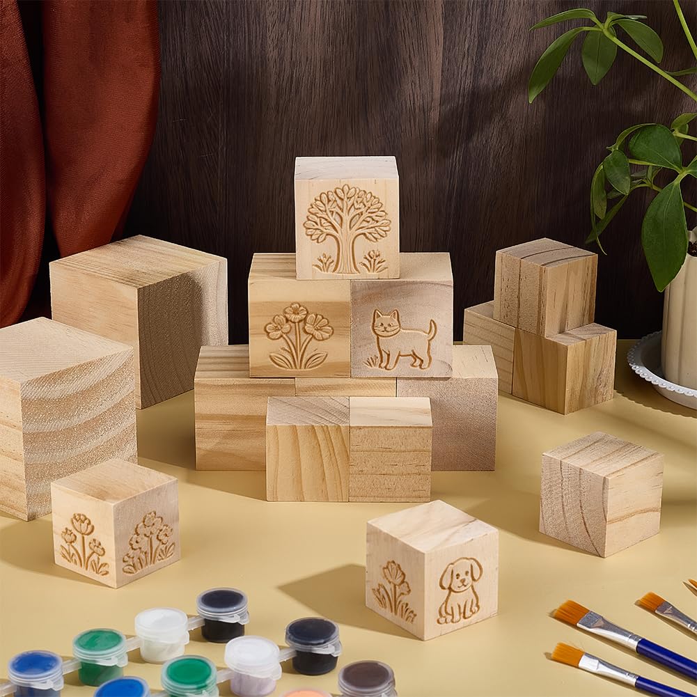 BENECREAT Cubes Bois Pin Brut 16pcs 70/50/40mm à peindre