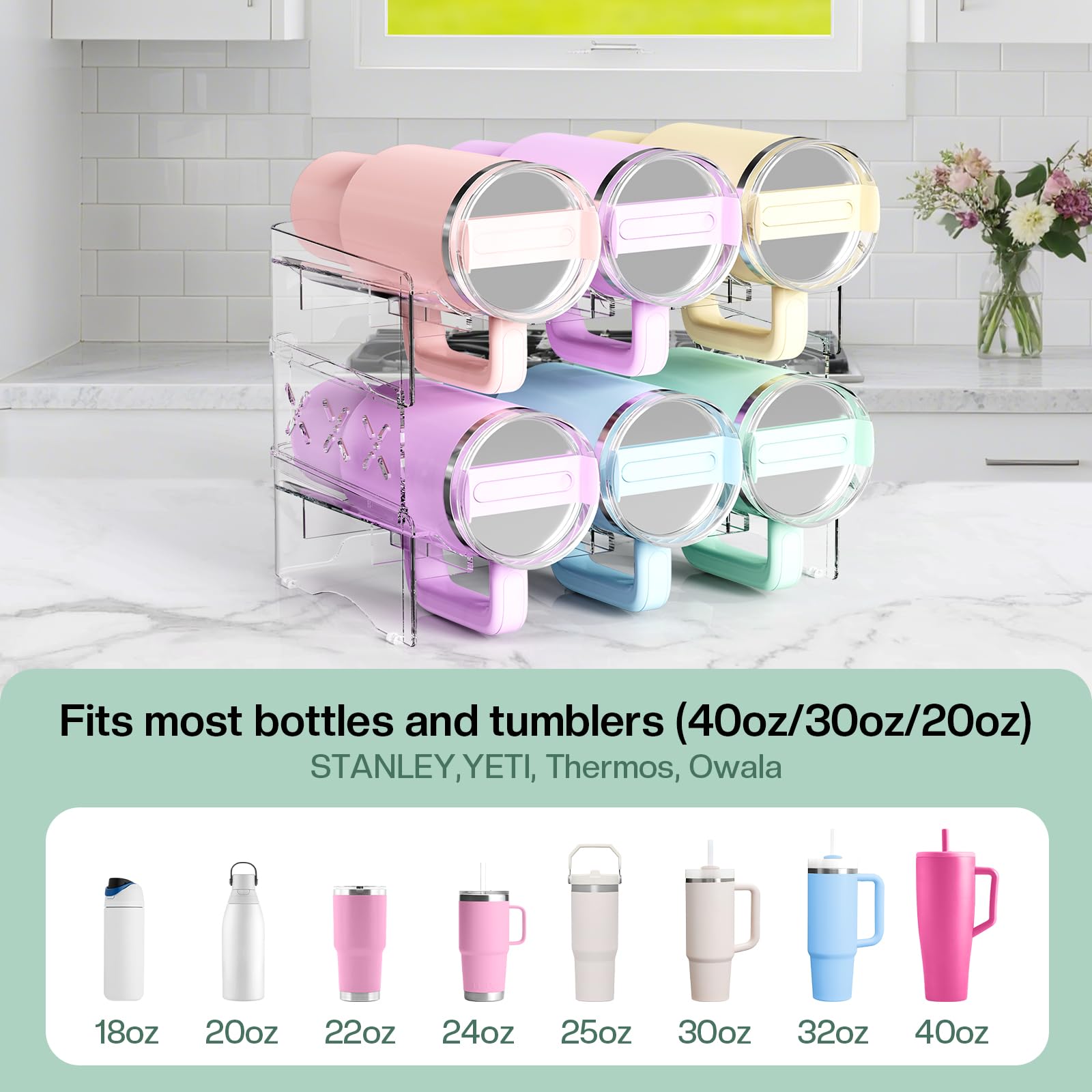 JYPS Porte-bouteilles empilable 2 niveaux 6 bouteilles transparent