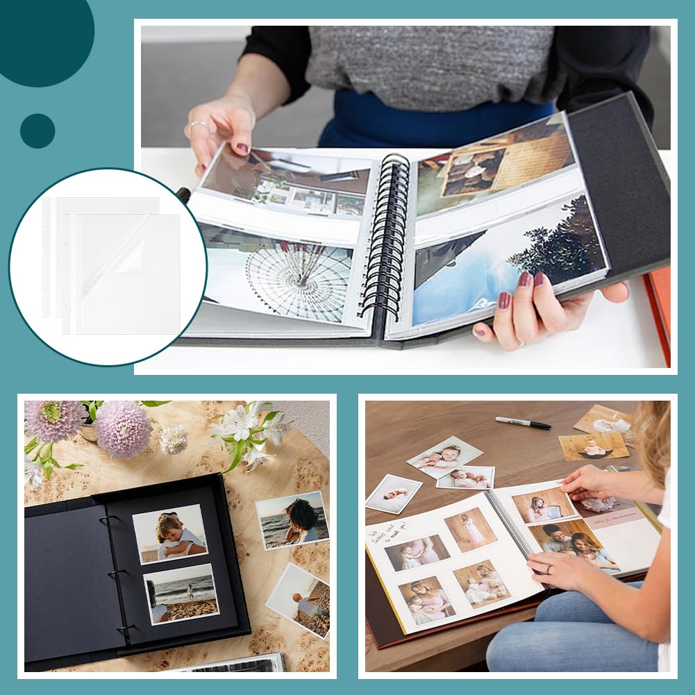 BENECREAT Pages Album Photo Autocollantes 12pcs Grand Format Blanc