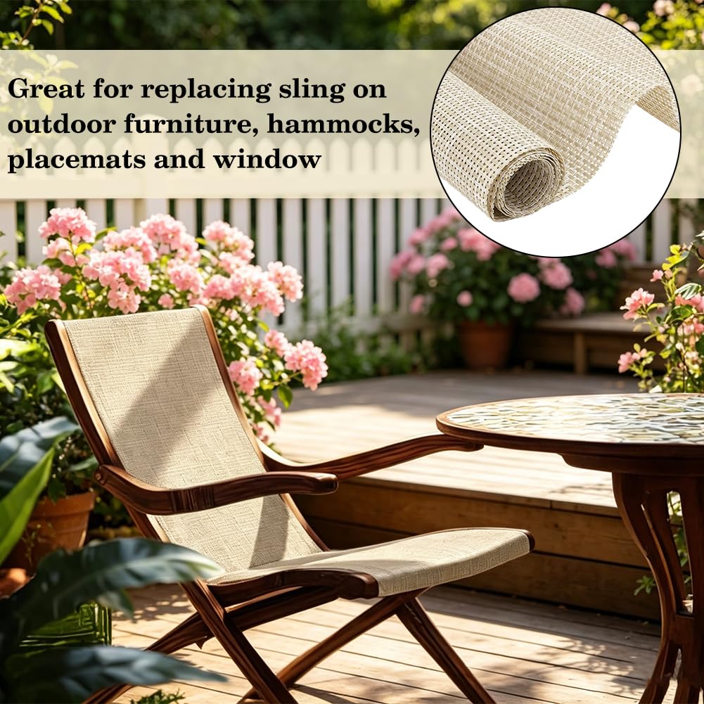 BENECREAT Tissu Maille Vinyl Tressé Beige 0,9x1,5m Extérieur