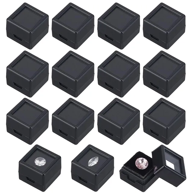 BENECREAT 36 boîtes pierres acrylique noires 2 cm
