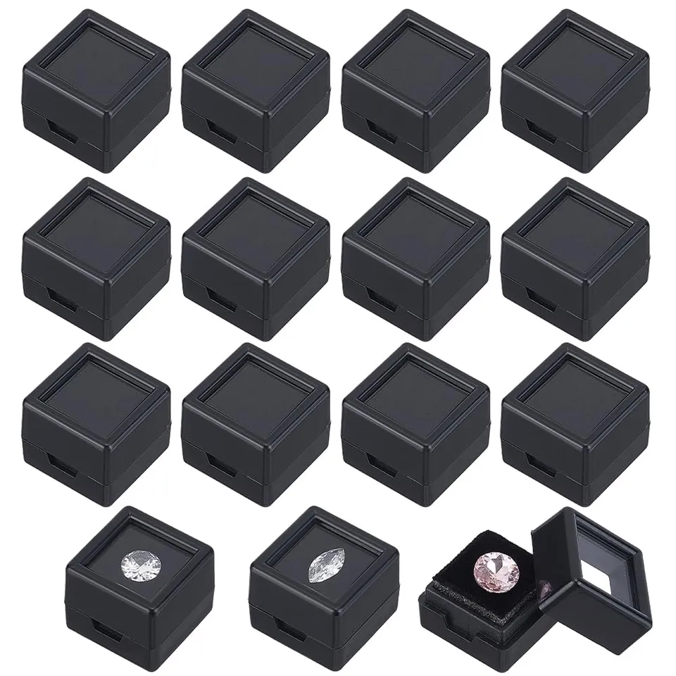 BENECREAT 36 boîtes pierres acrylique noires 2 cm