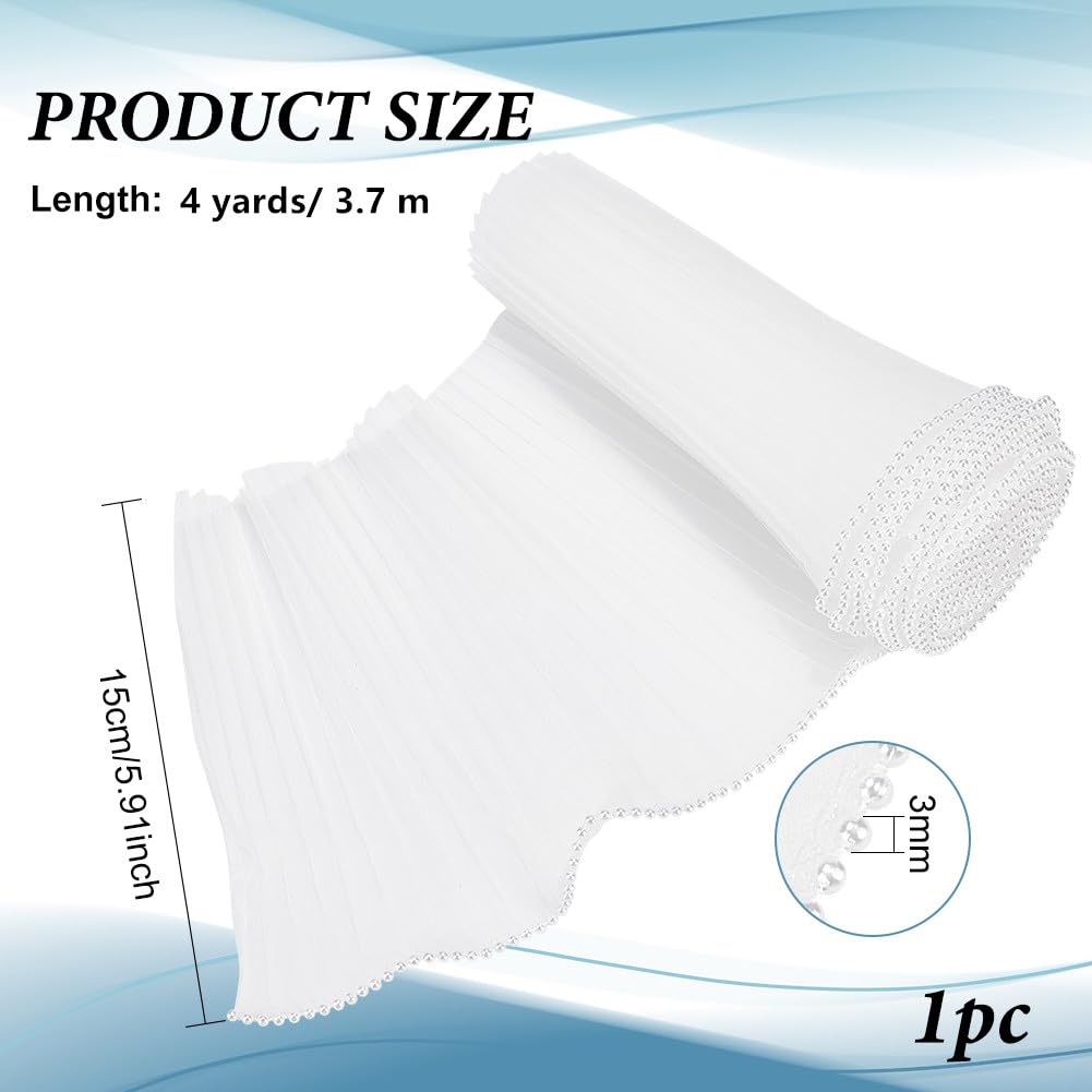BENECREAT papier emballage fleurs blanc bord perlé 15cmx3,7m