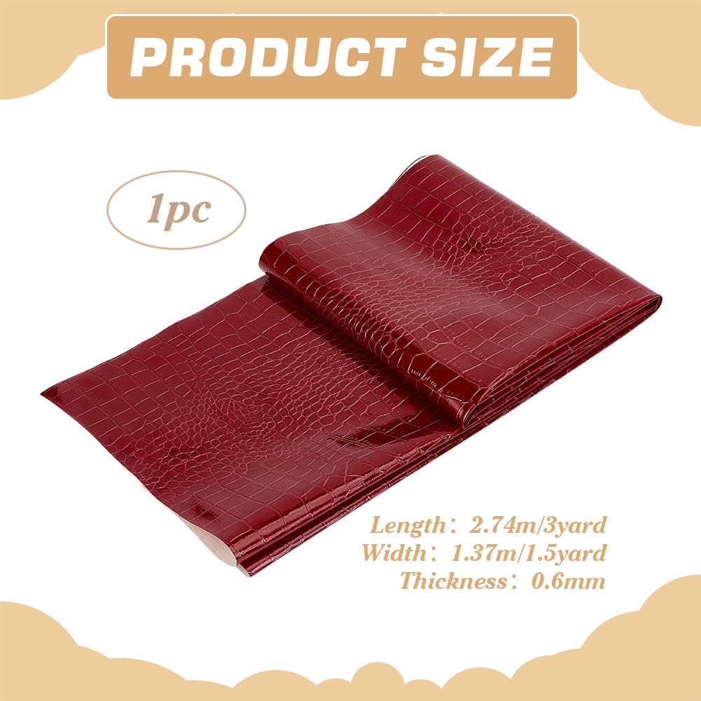 BENECREAT Tissu Faux Cuir Crocodile Rouge 2,7x1,37 m