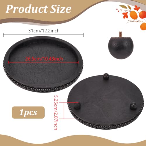 BENECREAT Plateau Bois Rond Noir 31 cm Déco Plante
