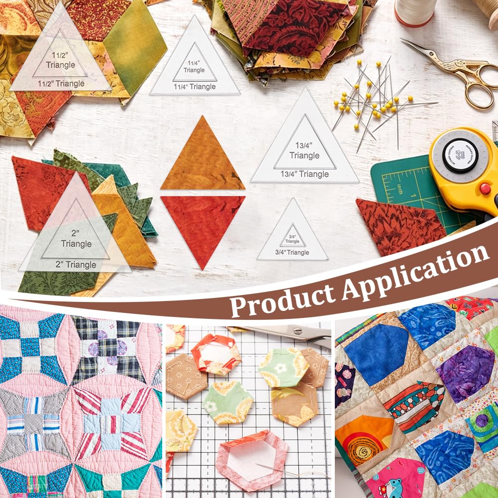 BENECREAT triangle gabarit patchwork acrylique 6mm 16 pièces