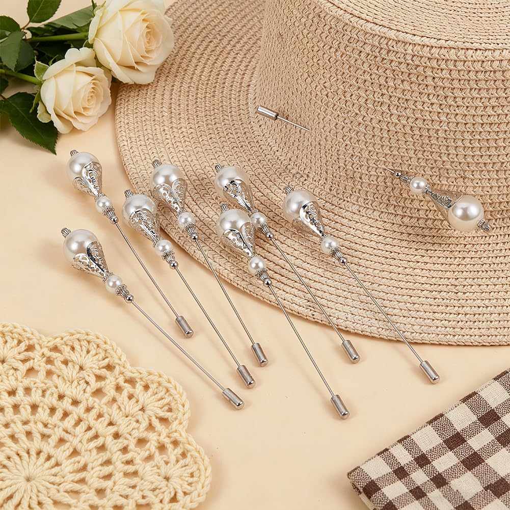 BENECREAT 8 épingles chapeau perle laiton platine 125mm