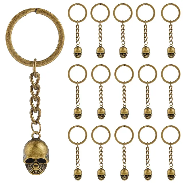 BENECREAT porte-clés crâne bronze antique 70 mm lot de 16