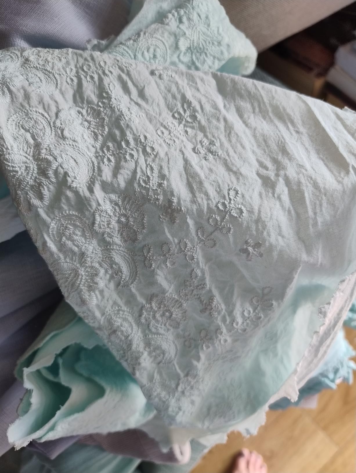 BENECREAT Ruban dentelle coton blanche 2,7m 220mm festonnée