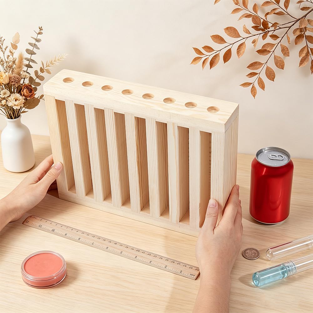 BENECREAT Présentoir Bois Rouges à Lèvres 8 Rangées 30 cm